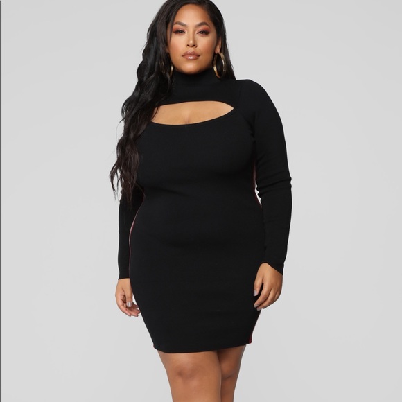 Black side stripe mini dress - Picture 6 of 7